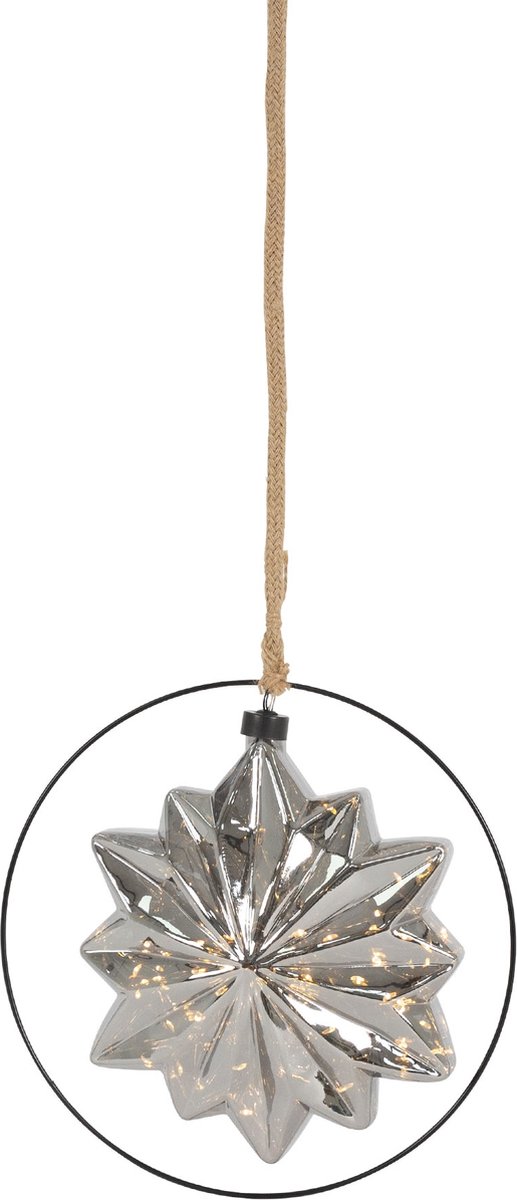 LED Kerstster Ø18 cm Grijs Metaal met Warm Witte LED's