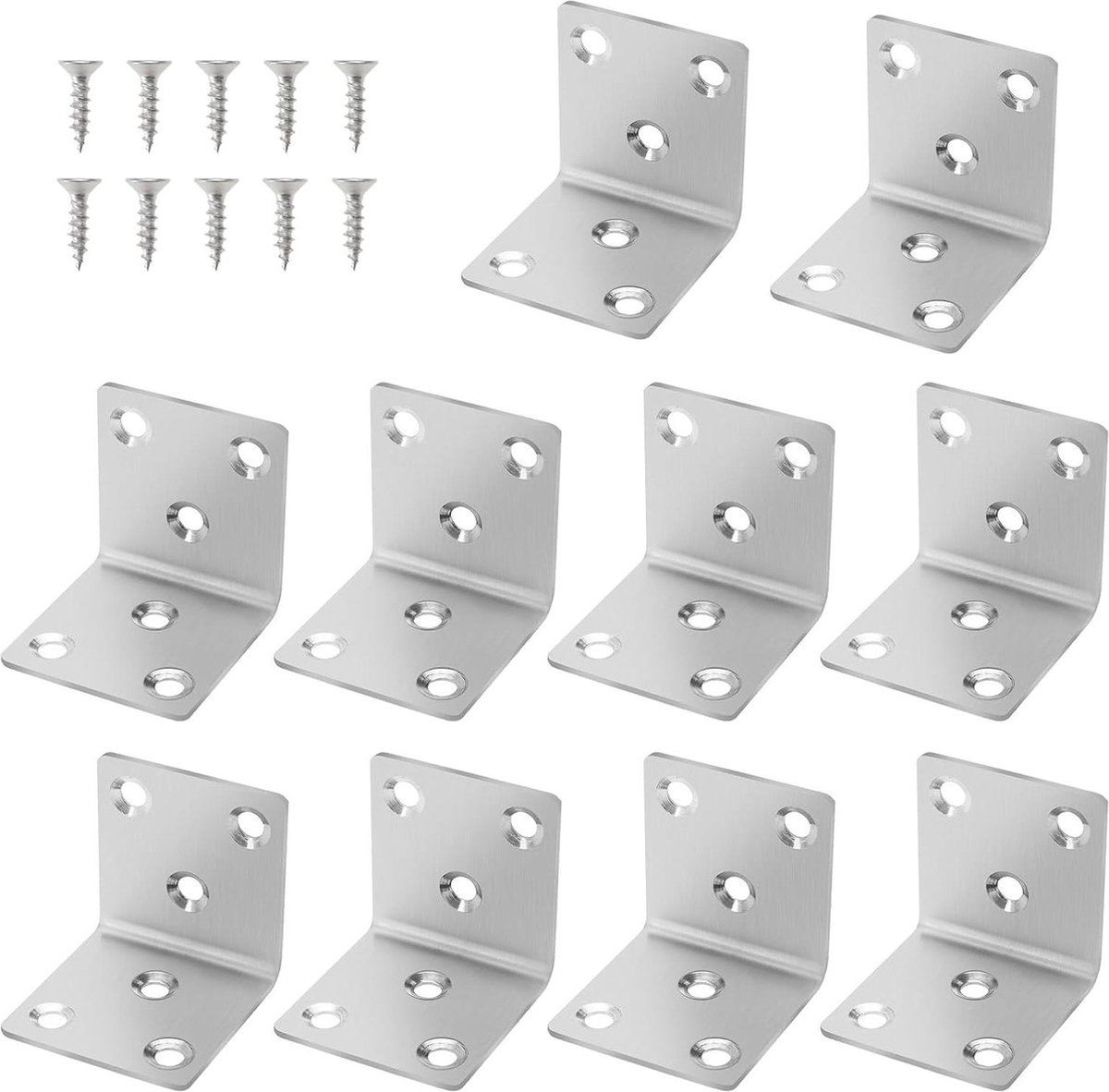 Hoekbeugels roestvrij staal 90-graden L-beugel 40x40x40mm - 20 stuks