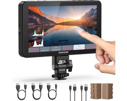 7 inch camera veldmonitor 2000nit HD 1920 x 1080 IPS touchscreen met 3D LUT 4K HDMI Loop In/Out met Peak Focus DSLR Video Assist HDR golfvorm Cold Shoe Mount 2 NP-F750 batterijen