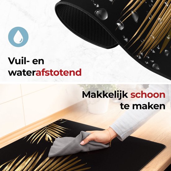 KitchyMist Inductie Beschermer 60x52 cm - Gouden Bladeren - Kookplaat Beschermer - Afdekplaat voor Kookplaat - Inductie Mat - Spatscherm Achterwand Keuken