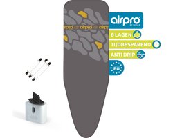 AIRPRO By Widex 6 laagse strijkplankhoes - 50% sneller strijken - Geen water meer onder je strijkplank - maat L voor een breedte van 37 tot 45 cm en een lengte van 119 tot 124 cm - Incl. gratis spanners