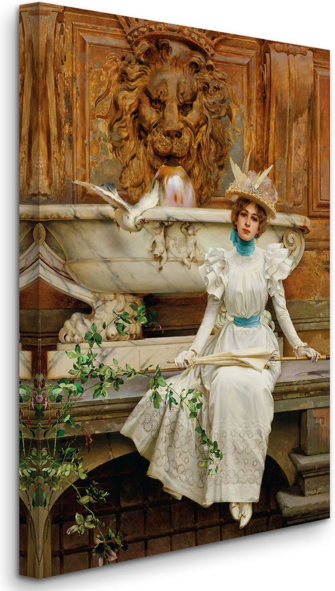 Vittorio Matteo Corcos - Waiting Next to the Fountain - Wachten bij de fontein (1896) - 3: