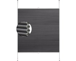 Honinggraat Gordijn - Grijs - Lichtdoorlatend - 110x120cm - Zonder boren