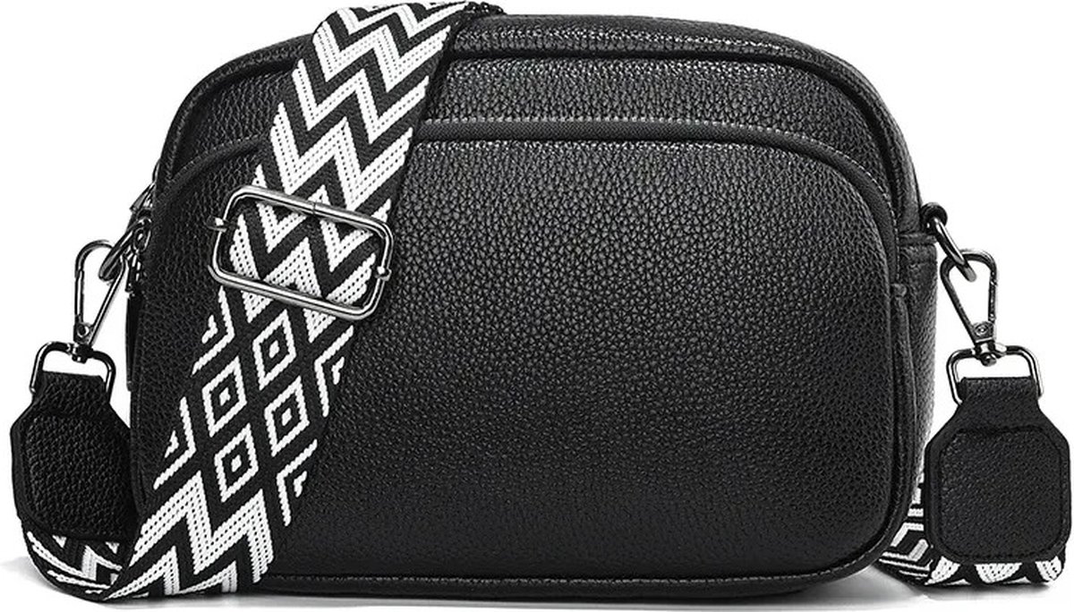 Dames Crossbody Tas - Modieuze Schoudertas met Meerdere Vakken - Grote Capaciteit - Lichtgewicht PU Leer - Elegant & Praktisch voor Dagelijks Gebruik - Zwart