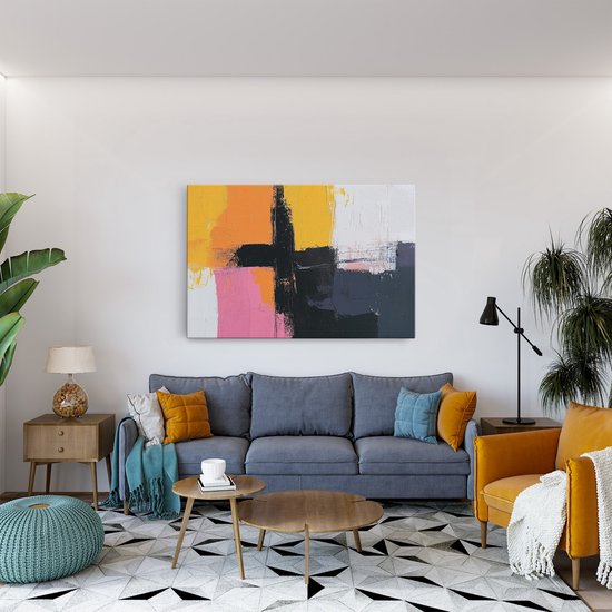 Saammp Canvas Schilderij - Gekleurde vormen - Abstract - 30x20 - Foto op canvas - Wanddecoratie - Muurdecoratie Woonkamer - Slaapkamer decoratie - Canvas Print