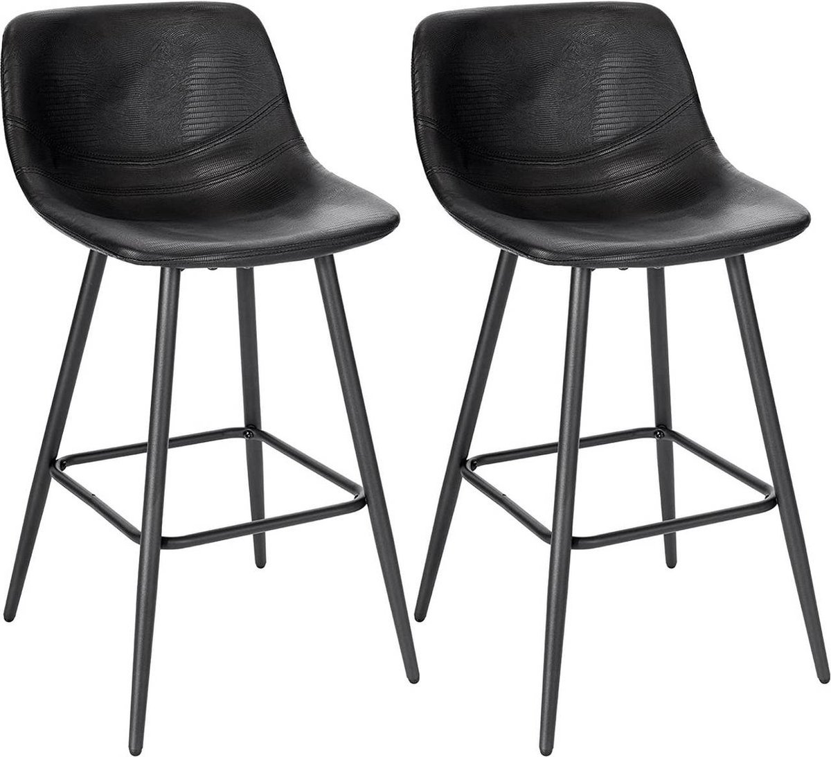 Bolt Edge Barkrukken - Zwart - Kunstleer - Ergonomisch - Zithoogte 63cm - Set van 2