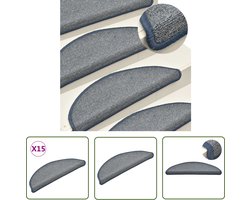 vidaXL Anti Slip - Trapmatten - Trapmatten 15 st 56x17x3 cm lichtgrijs en blauw - Vloerbedekking - Trappen Bekleden - Binnenhuisdecoratie