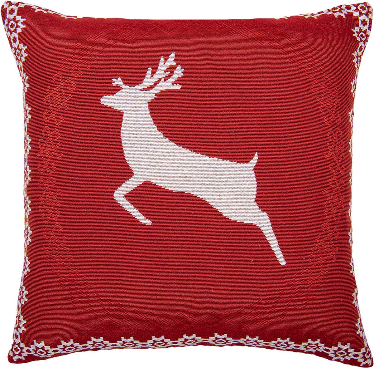 Clayre & Eef Kussenhoes 44x44 cm Rood Polyester Hert