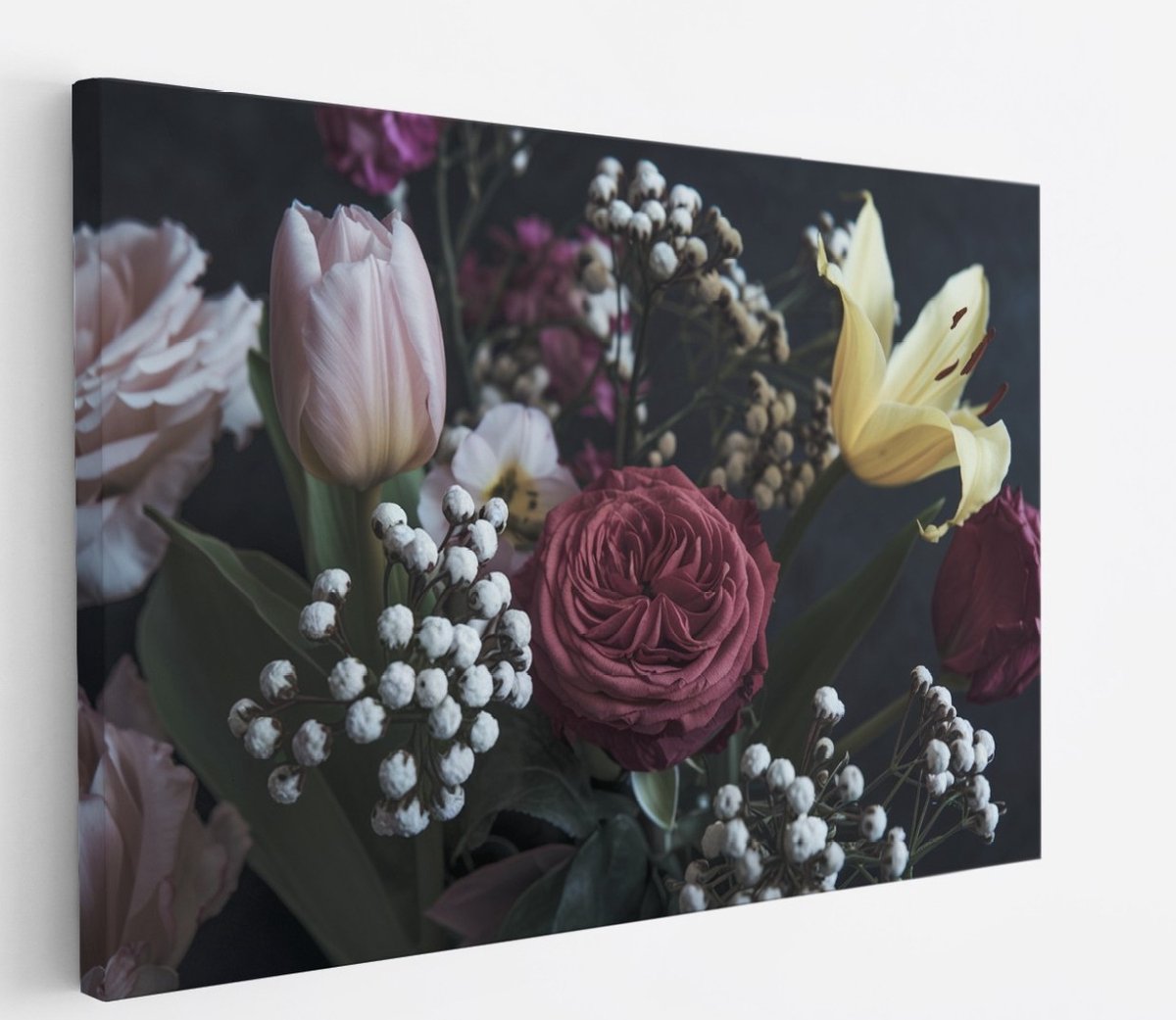Saammp Canvas Schilderij - boeket - Bloemen - Abstract - 45x30 - Foto op canvas - Wanddecoratie - Muurdecoratie Woonkamer - Kantoor Decoratie Multicolor