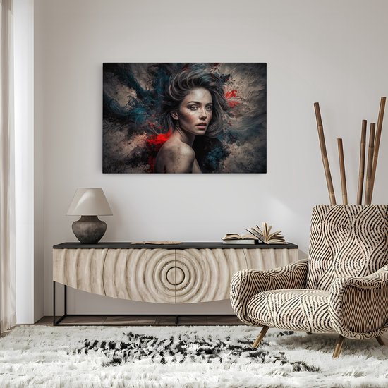 Tableau sur toile Saammp - Abstrait - Femme - Rouge - 70x50 - Photo sur toile - Décoration murale - Décoration murale Salon - Décoration chambre - Impression sur toile