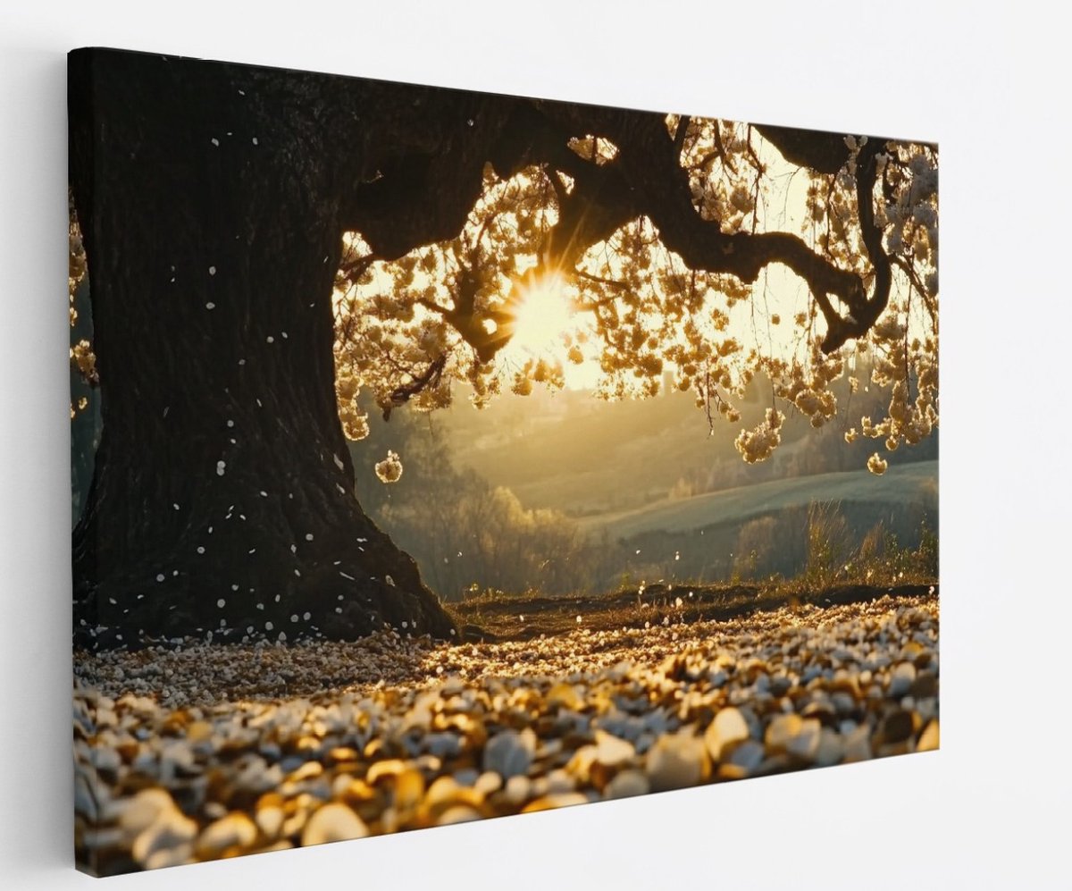 Saammp Canvas Schilderij - abscissie - boom - Natuur - Landschap - 45x30 - Foto op canvas - Wanddecoratie - Muurdecoratie Woonkamer - Slaapkamer decoratie - Canvas Print Multicolor