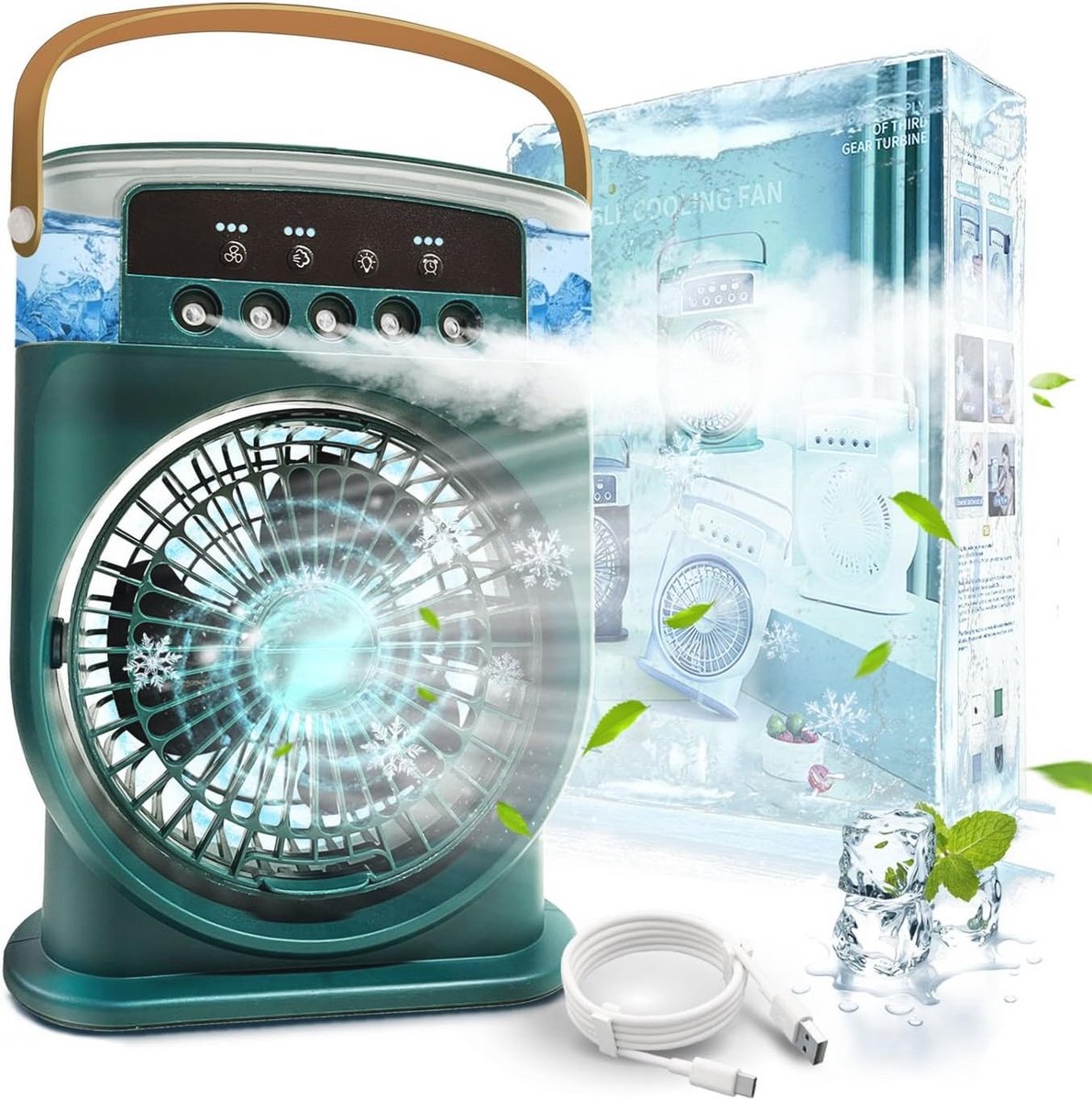 Draagbare 4-in-1 mini-airconditioner en koelventilator
