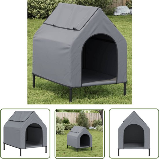 The Living Store Hondenhok oxford stof en staal lichtgrijs - Hond Hok - Hondenverblijf - Honden Kennel - Outdoor Hondenhok - Honden Shelter