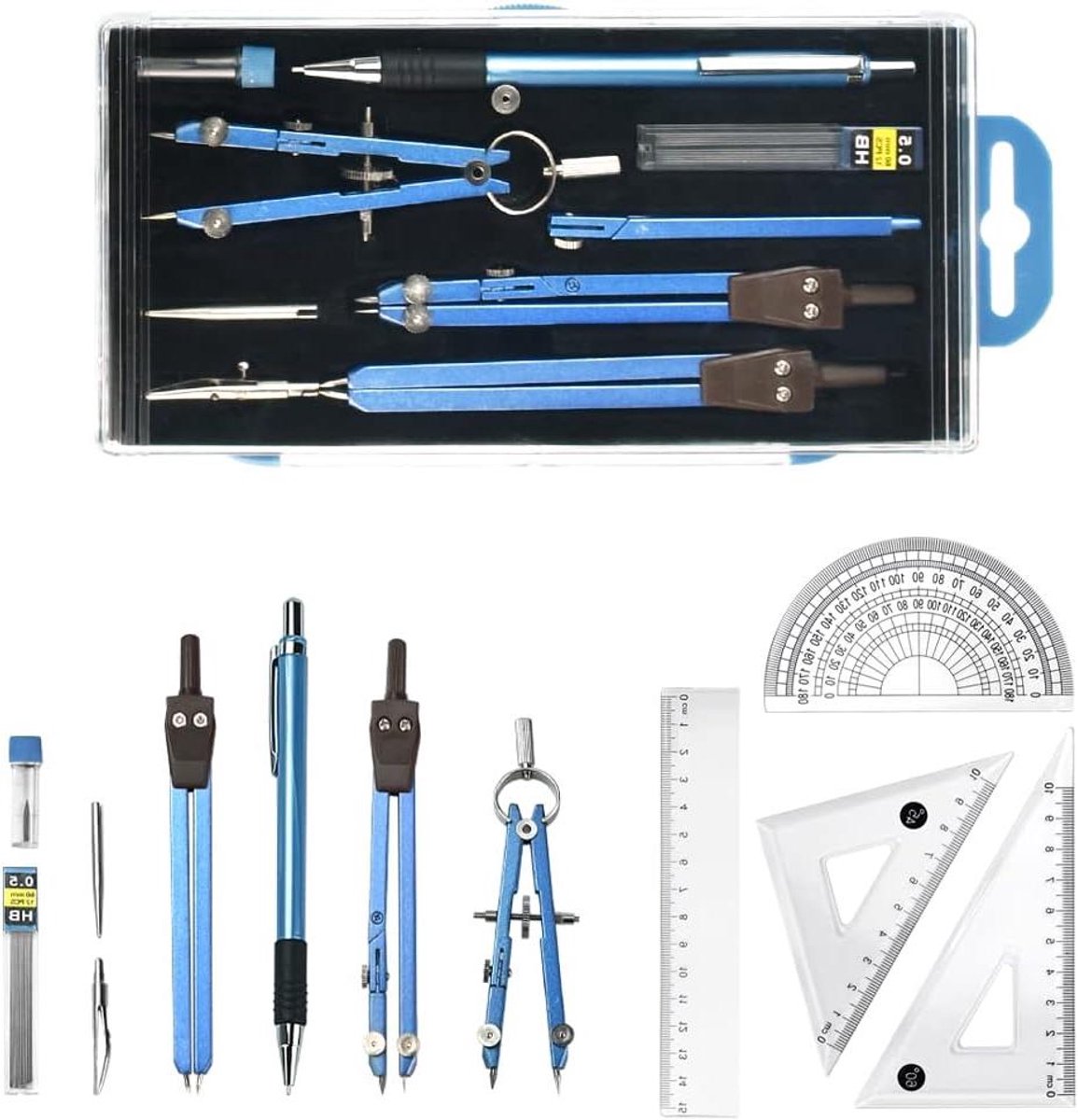 Geometrie Set - Professioneel Teken Gereedschap - 13 Stuks - Metalen - Precisie