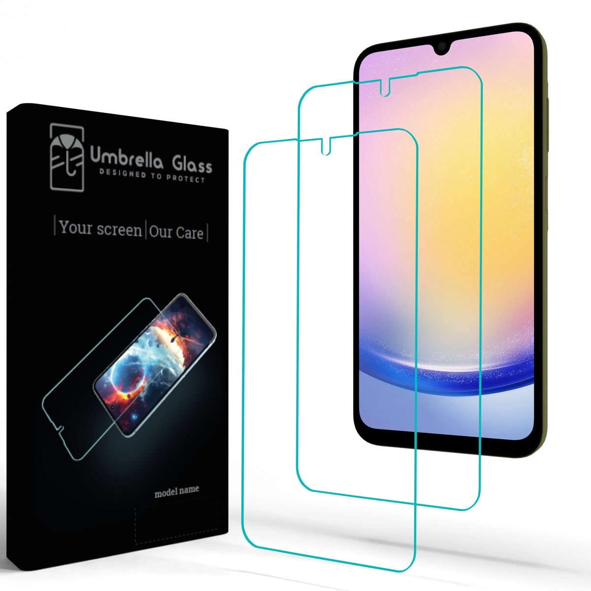 Umbrella Glass Screenprotector - Geschikt voor Samsung Galaxy A15 - A+ Glass clear 0,33mm - 2.5D - 9H