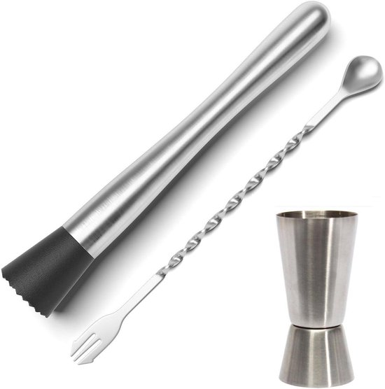 SAVORLIVING 400ml Cocktail-shakerset uit glas, 4-delig barkeeperset, martinimixer-shaker met geïntegreerd zeef, roerlepel, maatbeker en stamper, bargereedschapset voor beginners (Rozegoud