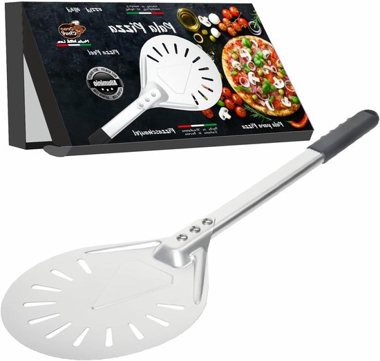 Gi Metal Pizzaschep Rond Azzurra | 36 cm Stang 30 cm - van Lemmen pizza
