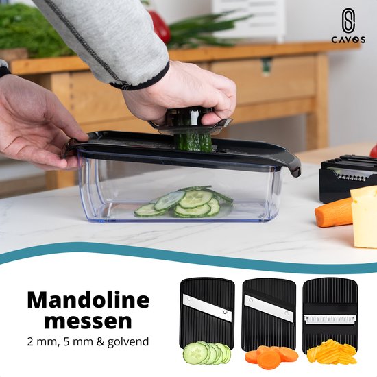 Cavos Mandoline - Groentesnijder - Mandoline keukensnijder - Uiensnijder - Spiraalsnijder - Rasp - 7-Delig - Kunststof - BPA vrij