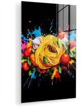 MuchoWow® Peinture sur verre 20x30 cm - Peinture acrylique sur verre - Spaghetti - Graffiti - Peinture - Coloré - Nourriture - Moderne - Photo sur verre - Décoration murale salon - Décoration murale chambre - Peintures