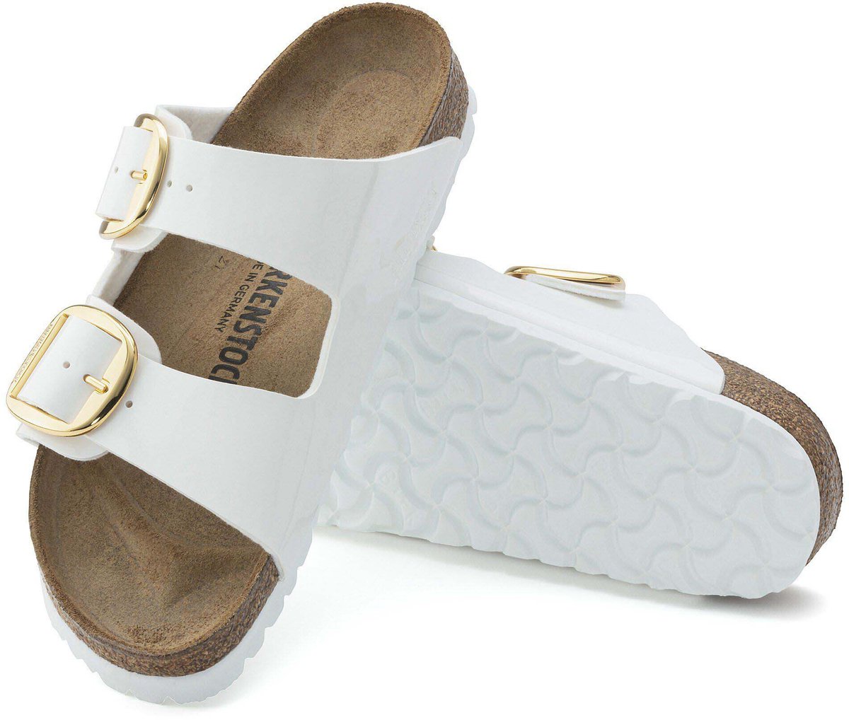 Birkenstock Arizona Big Buckle Patent Sandalen Birko Flor Fashion Wear Vrouwen Wit