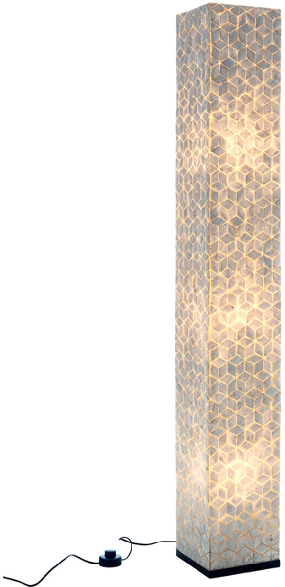 Design handgemaakte Vloerlamp woonkamer slaapkamer lamp vierkant Cubes white capiz parelmoer schelp 200 cm