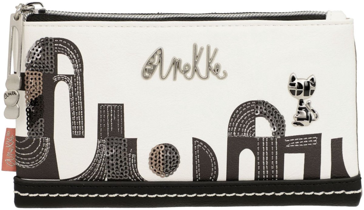 Anekke Portemonnee Peace & Love Nature Sixties RFID Wallet Black & White Veelkleurig