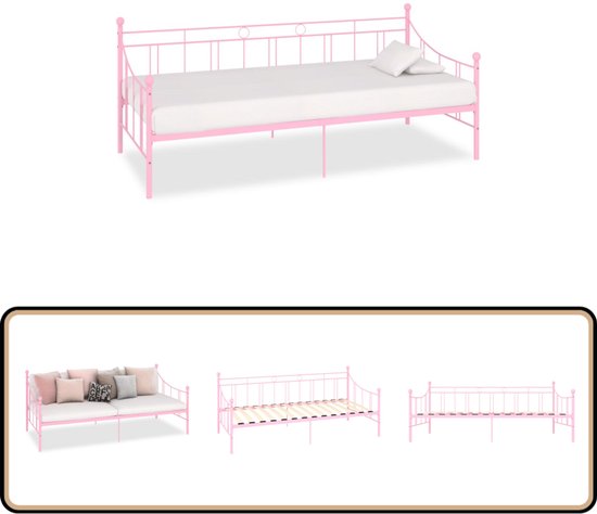 DORAFAIR Metalen Dagbed Met Lattenbodem - 90x190cm Zwart Slaapbank Voor Slaapkamer