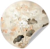 WallCircle® - Papier peint cercle 50x50 cm - Stickers muraux Fleurs - Japandi - Wabi sabi - Cercle mural salon - Cercle mural chambre - Décoration murale autocollante - Accessoires de Décoration murale