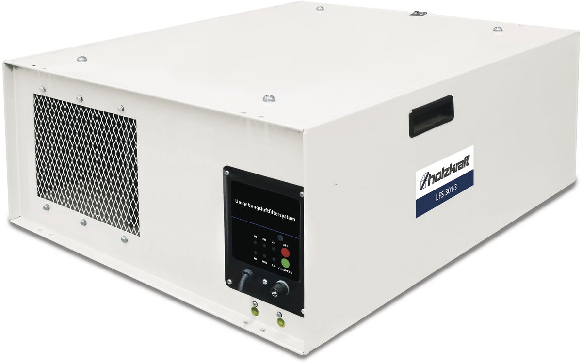 Luchtfiltersysteem 3 volumestromen 945 / 1035 / 1675 m³/h filtert 99% 5 micron 0,3 kW 230V Holzkraft LFS301-3