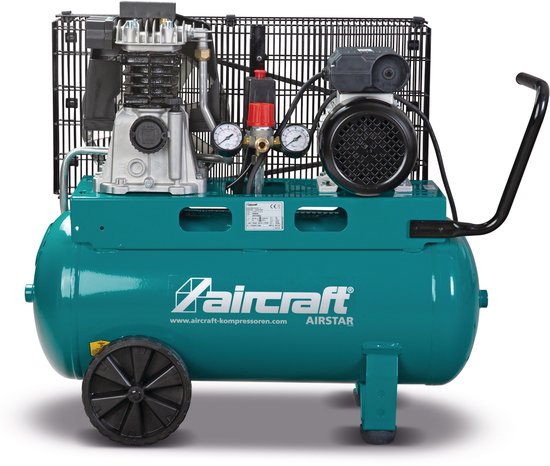 Mobiele compressor riemaandrijving met olie ketel 50 L 1,5 kW / 2 Pk 10 Bar 235 l/min 230V Aircraft — afbeelding 3