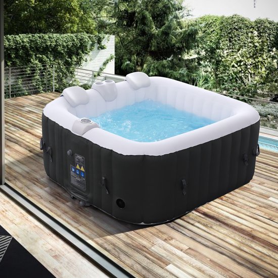 AREBOS Hottub voor Innen en Buiten - 4 Persoons - 130 luchtstralen - 154 x 154 cm - 600L - Opblaasbaar Bubbelbad Massage