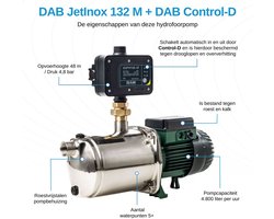 DAB JetInox 132 M + DAB Control-D - Pompbesturing - Droogloopbeveiligingssysteem - Plaatsen op Beregeningspompen en Bronpompen Hydrofoorpomp