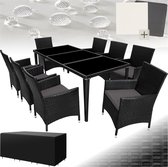 Bol.com tectake® Aluminium wicker Tuinmeubelset - 8 Stoelen met Tafel met Glazen Blad - Inclusief 2 Hoezensets en Beschermhoes -... aanbieding