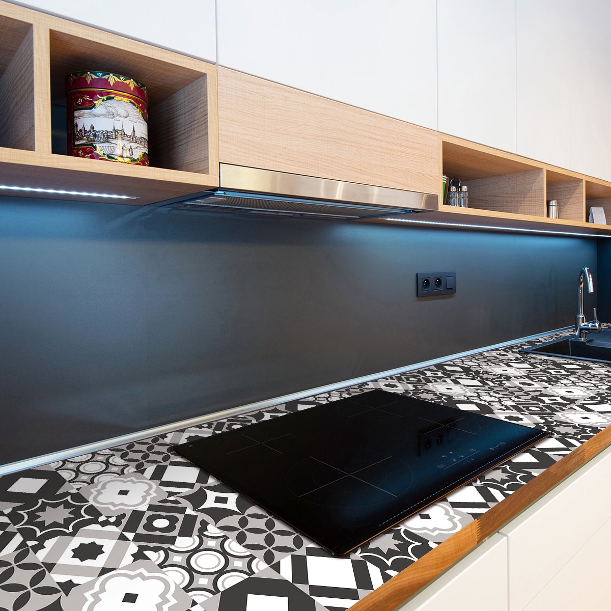 Ambiance Sticker Zelfklevende tegelmuurstickers voor keuken en badkamer - 60 tegelstickers voor meubels en keuken - 60 stickers 15x15cm Multi color