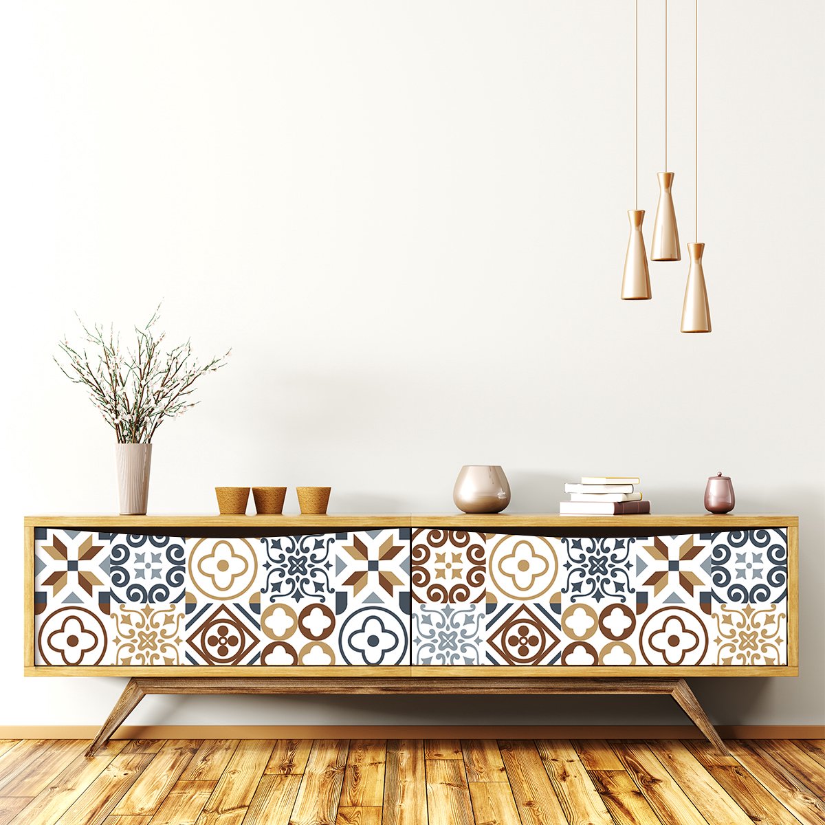 Ambiance Sticker Meubeldecoratiestickers - Zelfklevende stickers voor keuken en woonkamer - 30 Micaelino meubeltegelstickers - 30 stickers 15x15cm Multi color