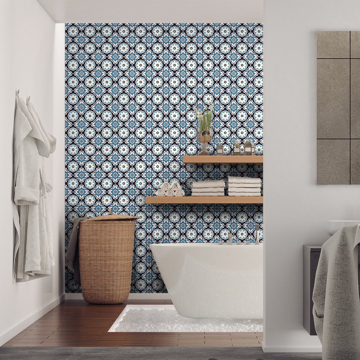 Ambiance Sticker Zelfklevende tegelmuurstickers voor keuken en badkamer - 60 cementtegelstickers, Azulejos Venia - 60 stickers, 10x10cm Multi color