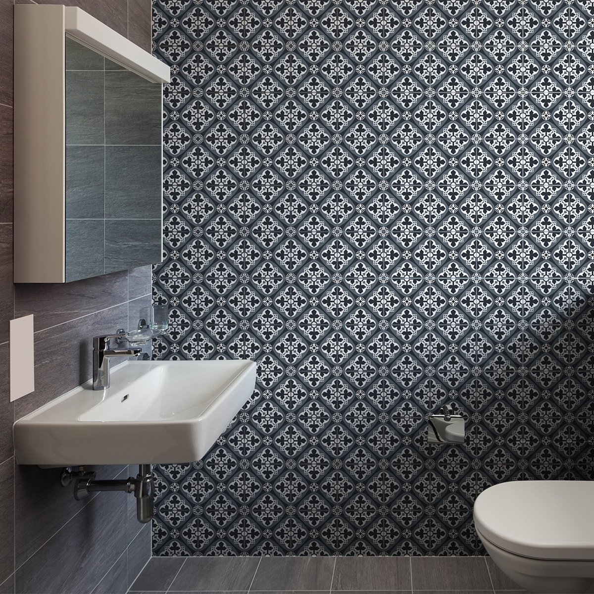 Ambiance Sticker Zelfklevende tegelmuurstickers voor keuken en badkamer - 60 cementtegelstickers (AZULEJOS ULBALDO) - 60 stickers 15x15cm Multi color