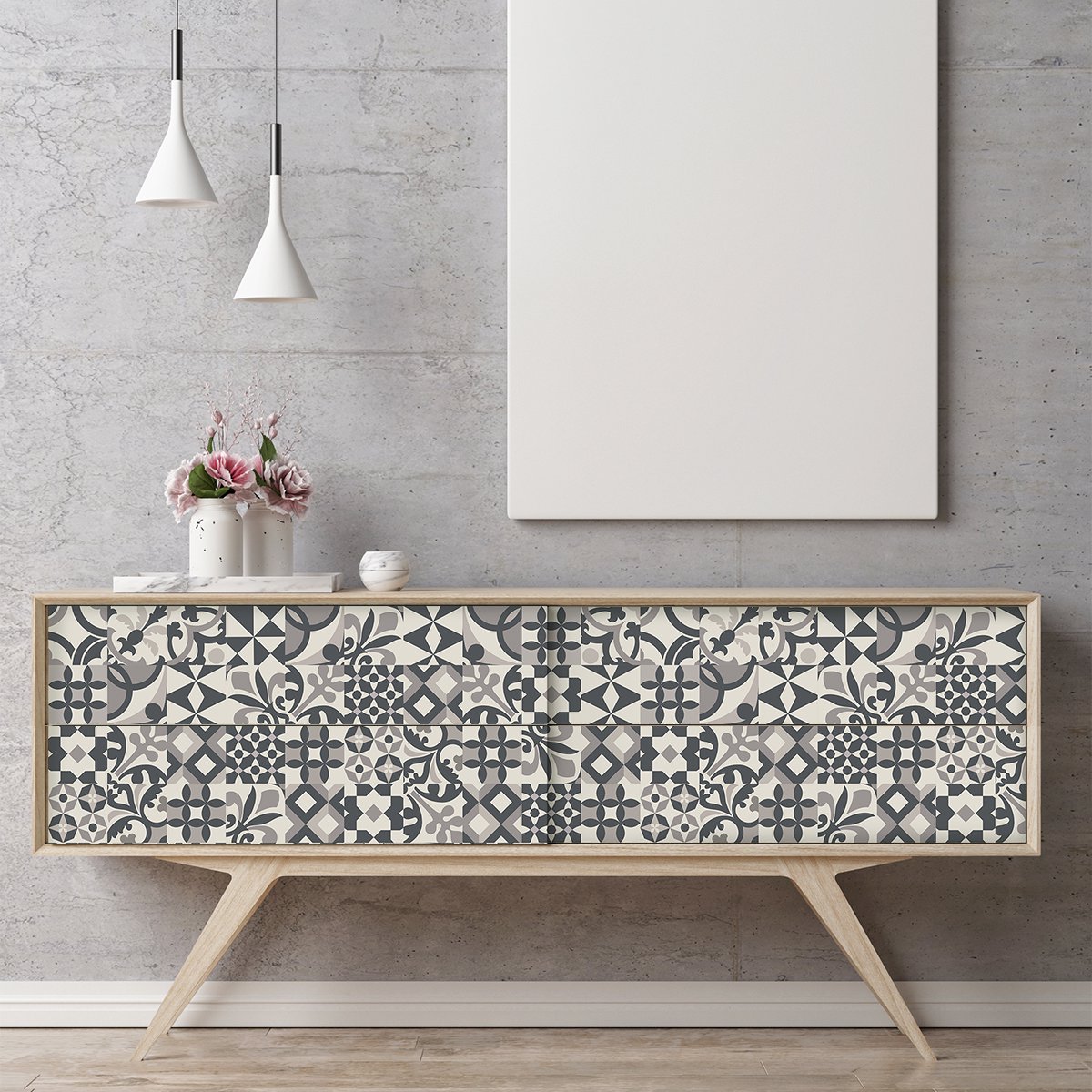 Ambiance Sticker Decoratieve meubelstickers - 60 authentieke Britse meubel- en cementtegelstickers - 60 stickers 20x20cm Multi color