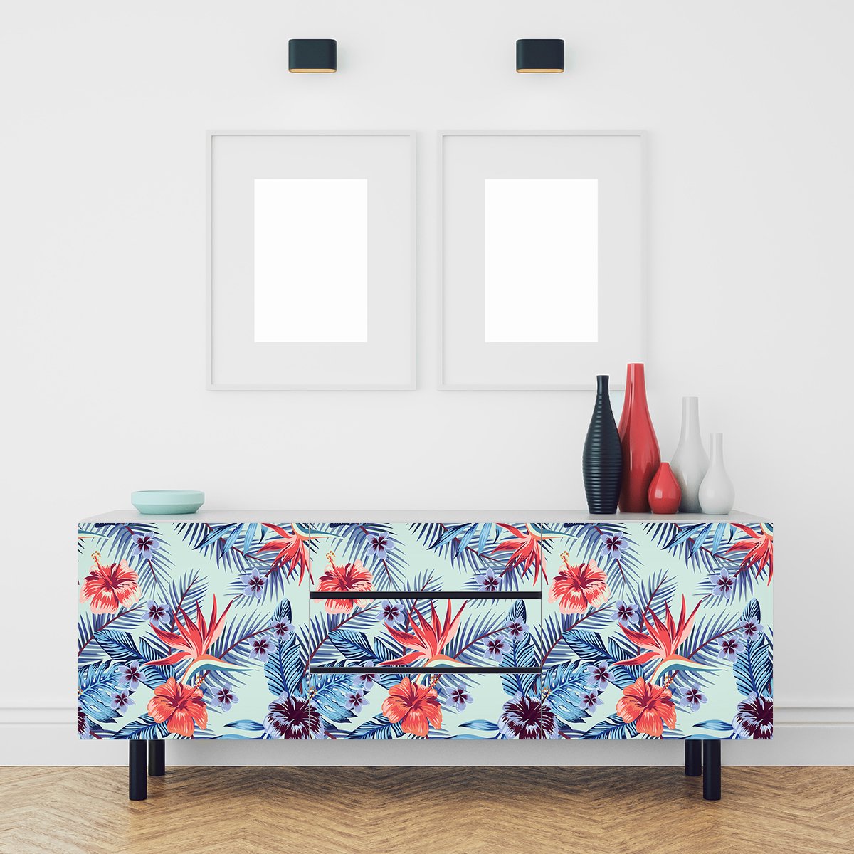 Ambiance Sticker Meubelsticker met tropisch patchworkpatroon, 60 x 90 cm Multi color