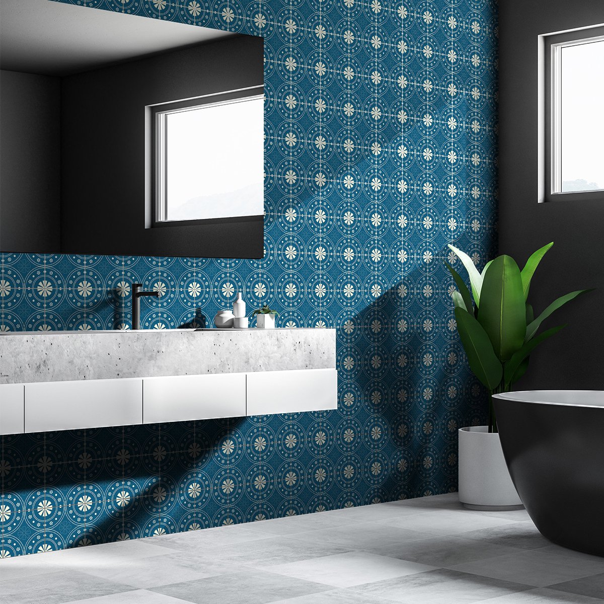 Ambiance Sticker Zelfklevende tegelmuurstickers voor keuken en badkamer - 30 AZULEJOS ORTANSIA tegelstickers - 30 stickers 10x10cm Multi color