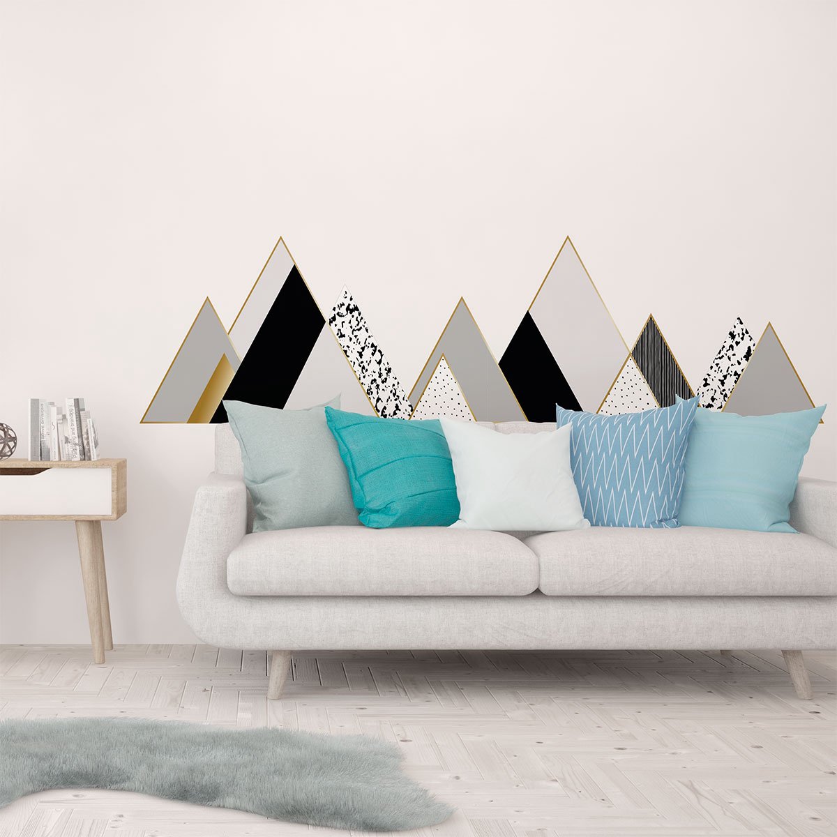 Ambiance Sticker Muurstickers - Decoratie voor slaapkamer/woonkamer - Gigantische Scandinavische bergmuursticker RWENZORI - 120x180cm Multi color