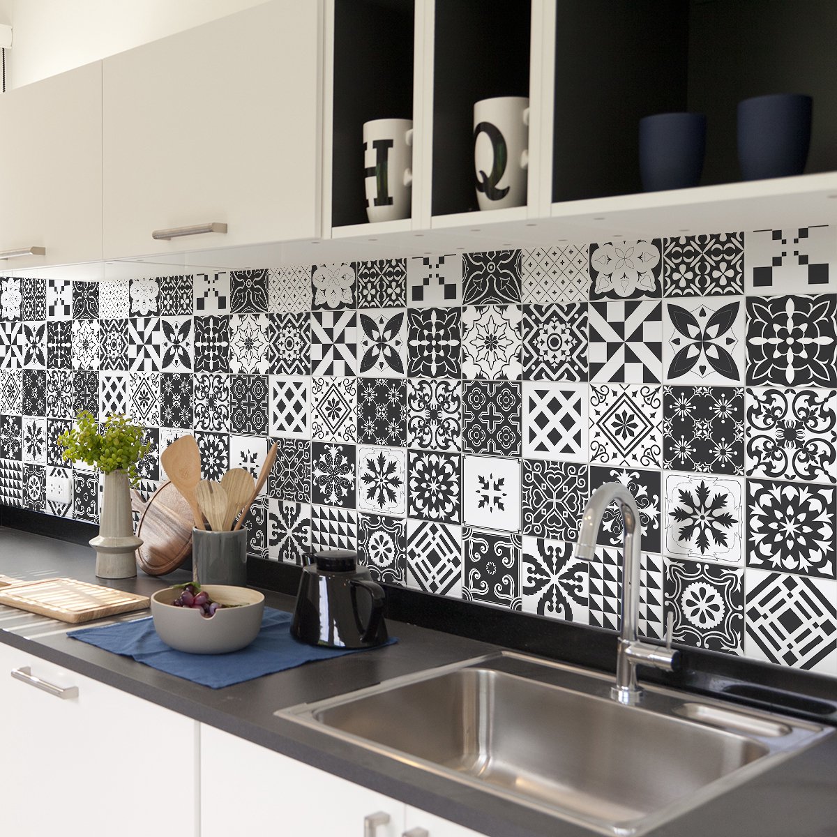 Ambiance Sticker Zelfklevende tegelmuurstickers voor keuken en badkamer - 30 Azulejos Antorio tegelstickers - 30 stickers 10x10cm Multi color
