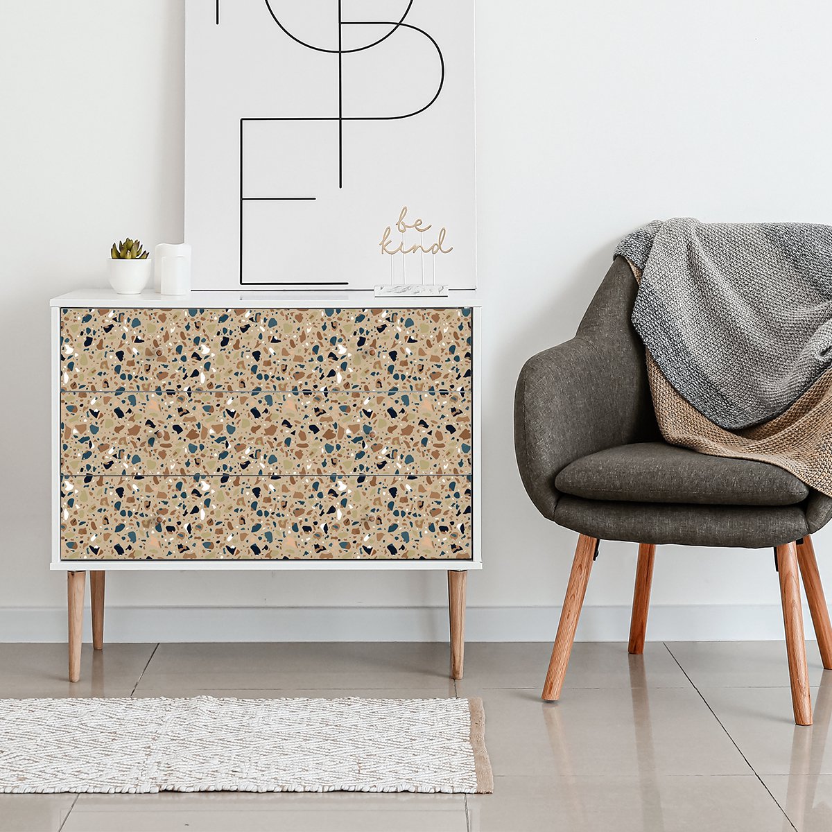 Ambiance Sticker Terrazzo meubelsticker, Sevilla-patroon, 60 x 90 cm Multi color