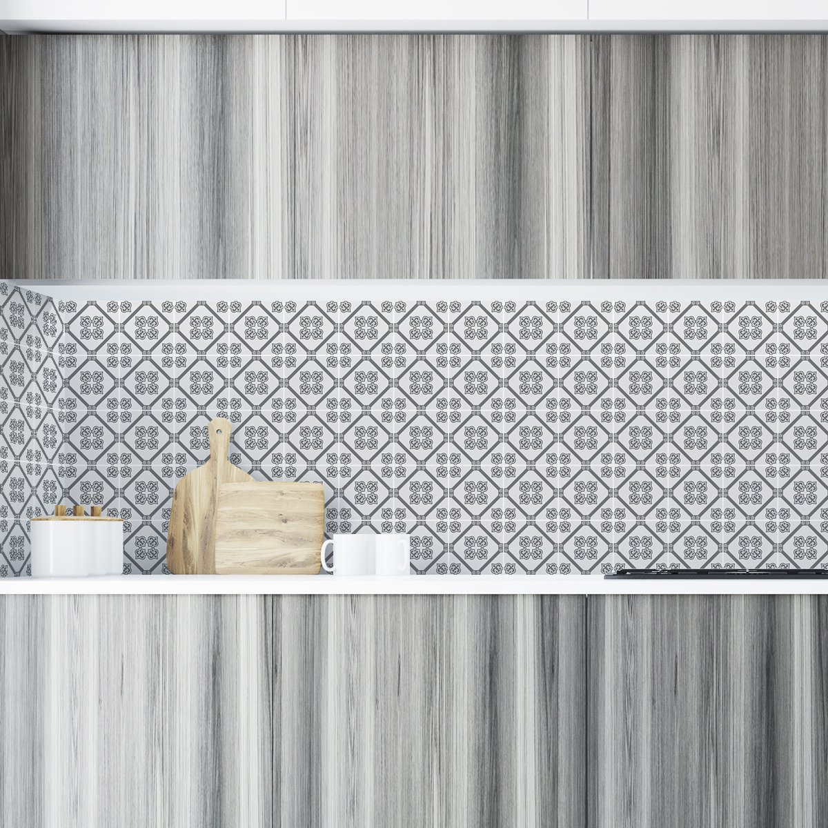 Ambiance Sticker Zelfklevende tegelmuurstickers voor keuken en badkamer - 30 cementtegelstickers (AZULEJOS LONA) - 30 stickers 20x20cm Multi color