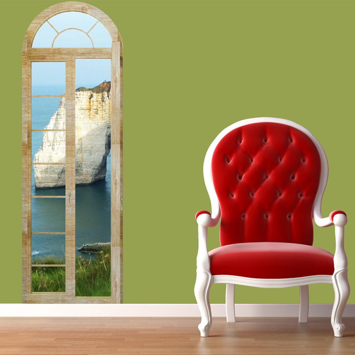 Ambiance Sticker Trompe l'oeil sticker van de kliffen van Étretat, 40 x 120 cm Multi color