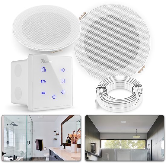 Power Dynamics A50 badkamerspeakerset - Bluetooth speaker voor badkamer - 5 Inch - 80W - Wit