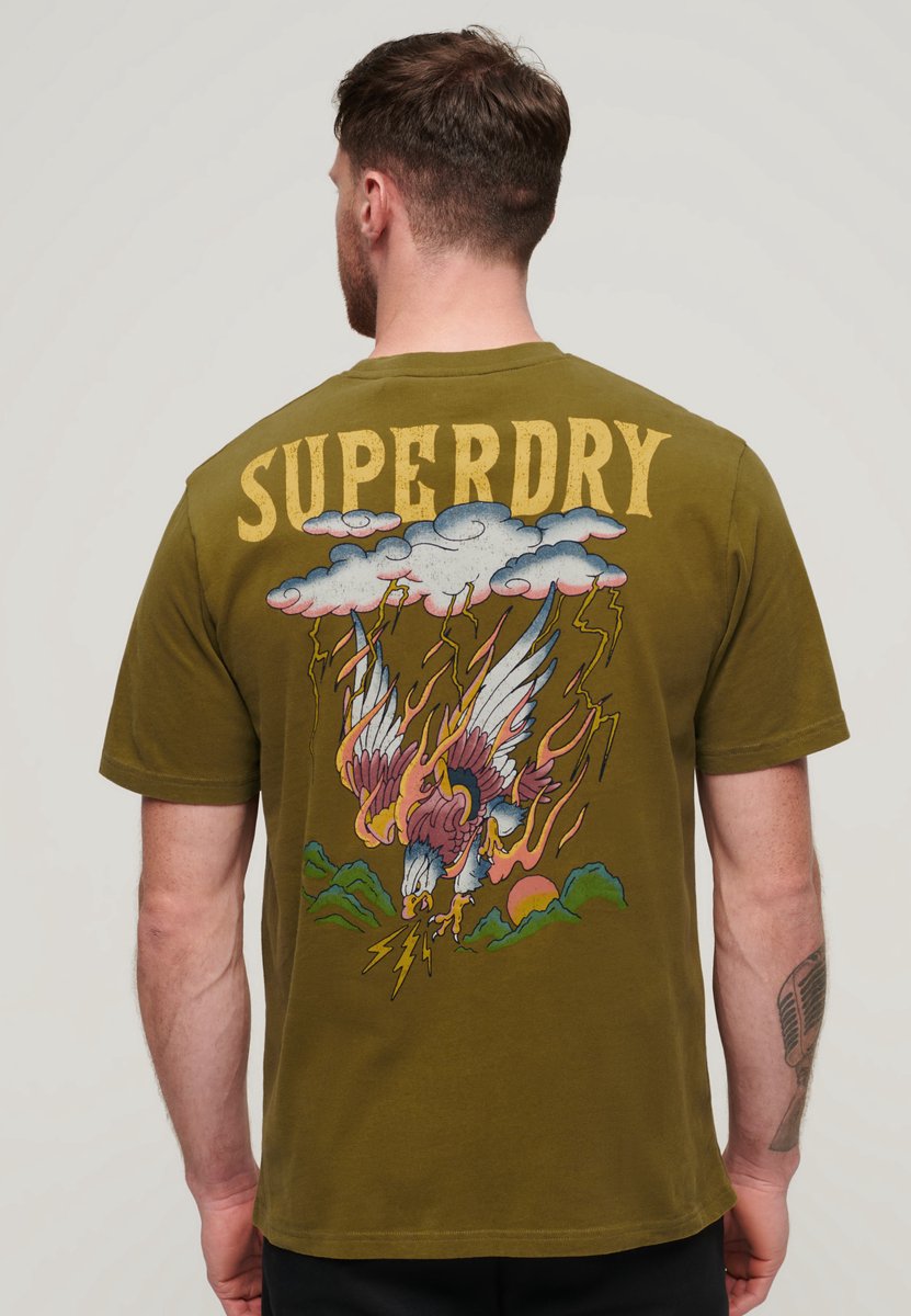 Superdry Tattoo Graphic Loose Shirt T-shirt Mannen Groen