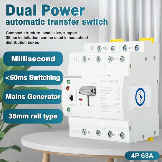 Automatische overdrachtsschakelaar met dubbel vermogen, AC 400 V
