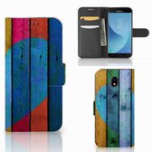 Smartphone Hoesje Geschikt voor Samsung A30 Book Style Case Wood Heart