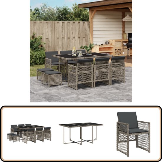 vidaXL Bistroset - 3-delig - Staal - Grijs/Zwart - Tuinmeubels